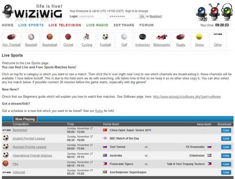 wiziwig.tv free live sports streams on your pc. watch